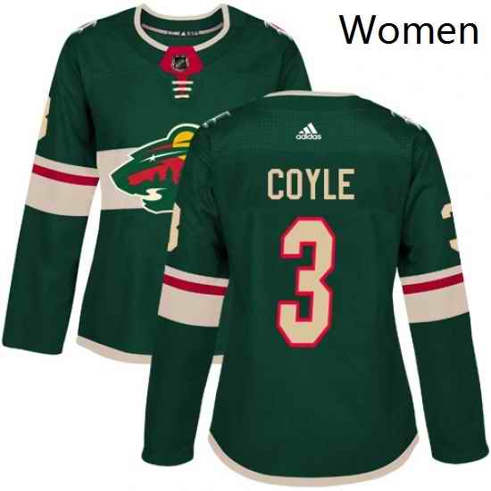 Womens Adidas Minnesota Wild 3 Charlie Coyle Premier Green Home NHL Jersey